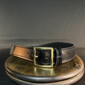 Galls 157 Trouser Belt Size 30" Hi-Gloss Black Leather Brass Buckle LP157